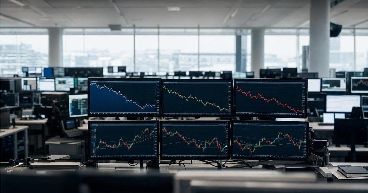 Trading screens with bond yields and equity charts as Fed minutes spur rate repricing and volatility