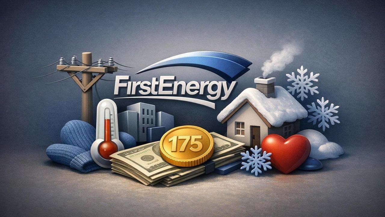 FirstEnergy logo with Ohio winter bill assistance program details and $175 aid offer