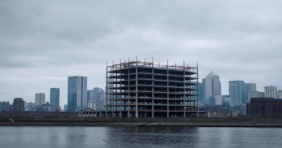 Partially built commercial structure symbolizing construction sector governance and FRC sanctions on executives