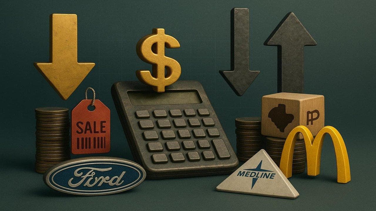 Valuation analysis chart for major US stocks Permian, Medline, Ford, and McDonald’s