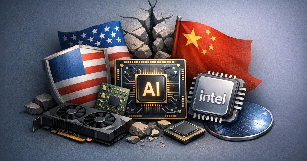 Chart of AI chip stocks reacting to US-China AI tensions following an Intel share price rally