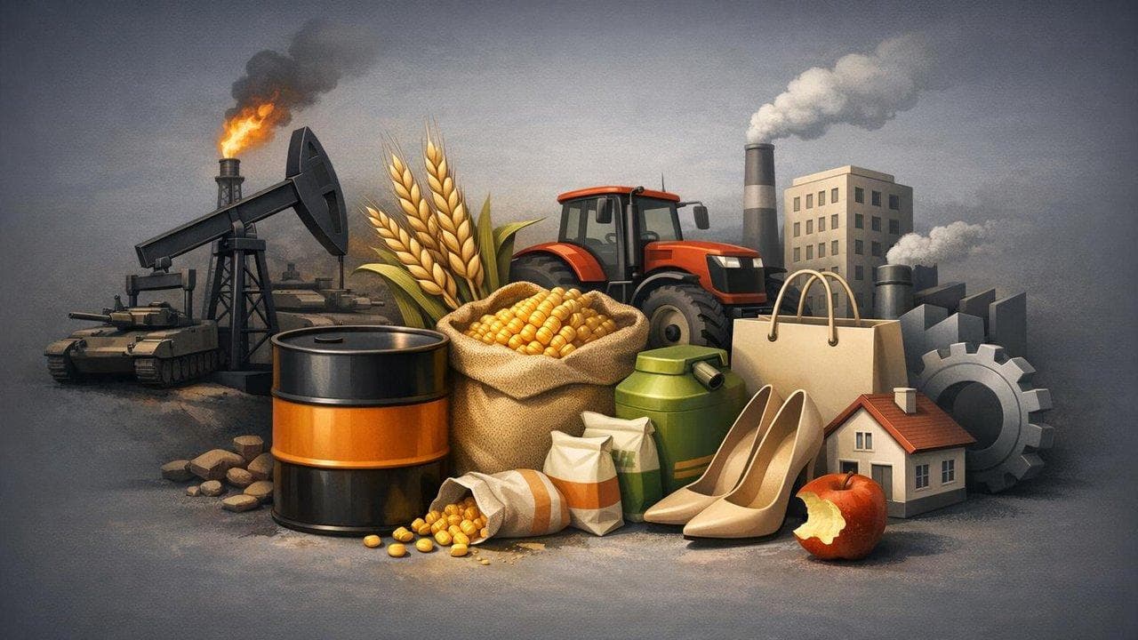 Geopolitical tensions drive energy and farm-input prices higher, impacting consumer, property, and industrial stocks