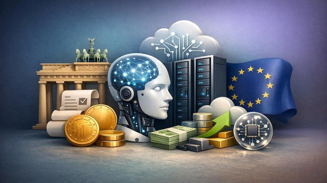Visualization of Germany's AI data hub expansion plans with EU tech sovereignty focus