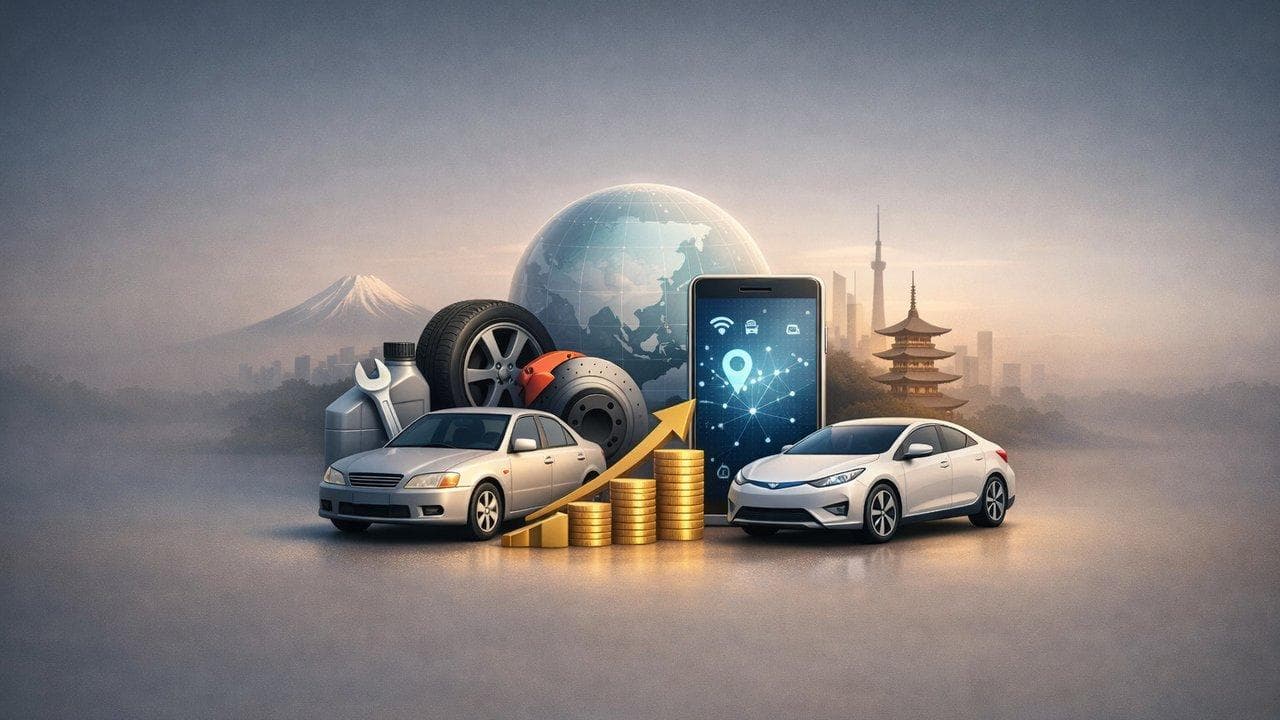 Automotive aftermarket growth chart with Asia-Pacific digital innovation and aging vehicle fleet trends
