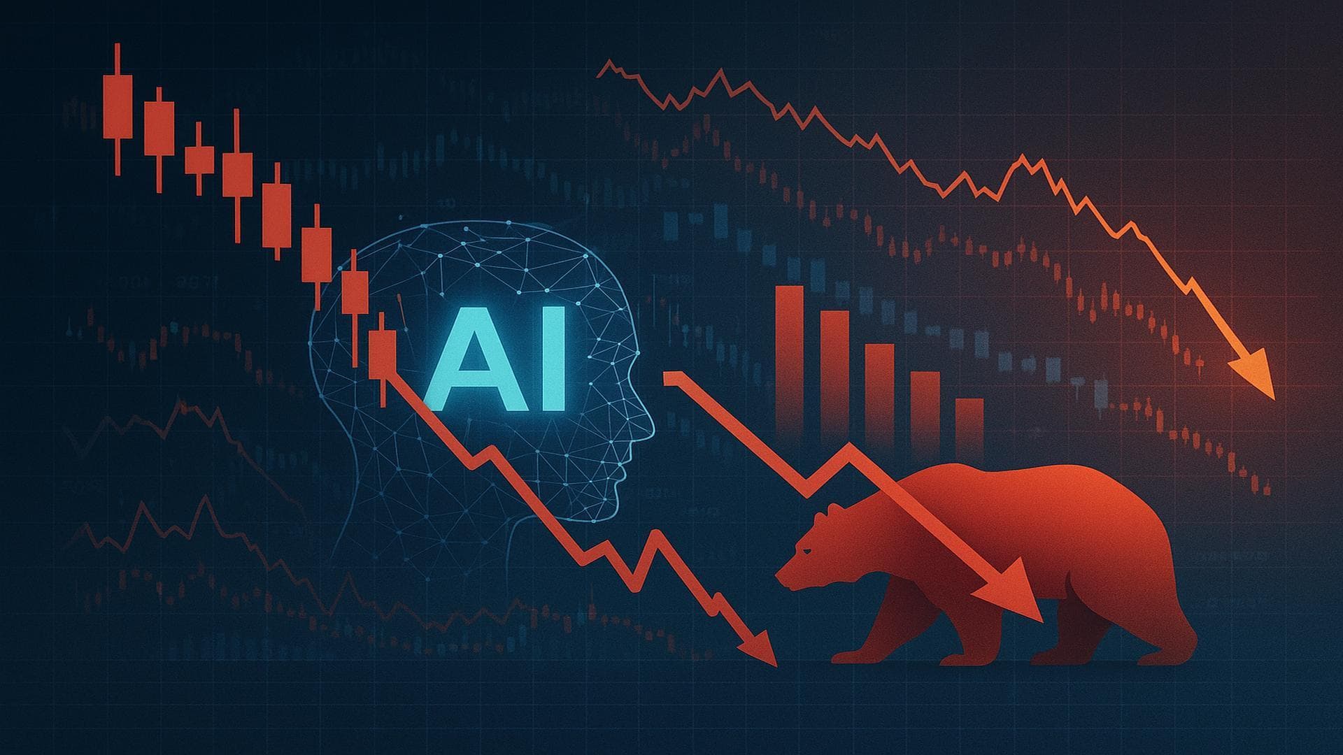 Tech stocks decline visualization with AI valuation concerns and market selloff indicators