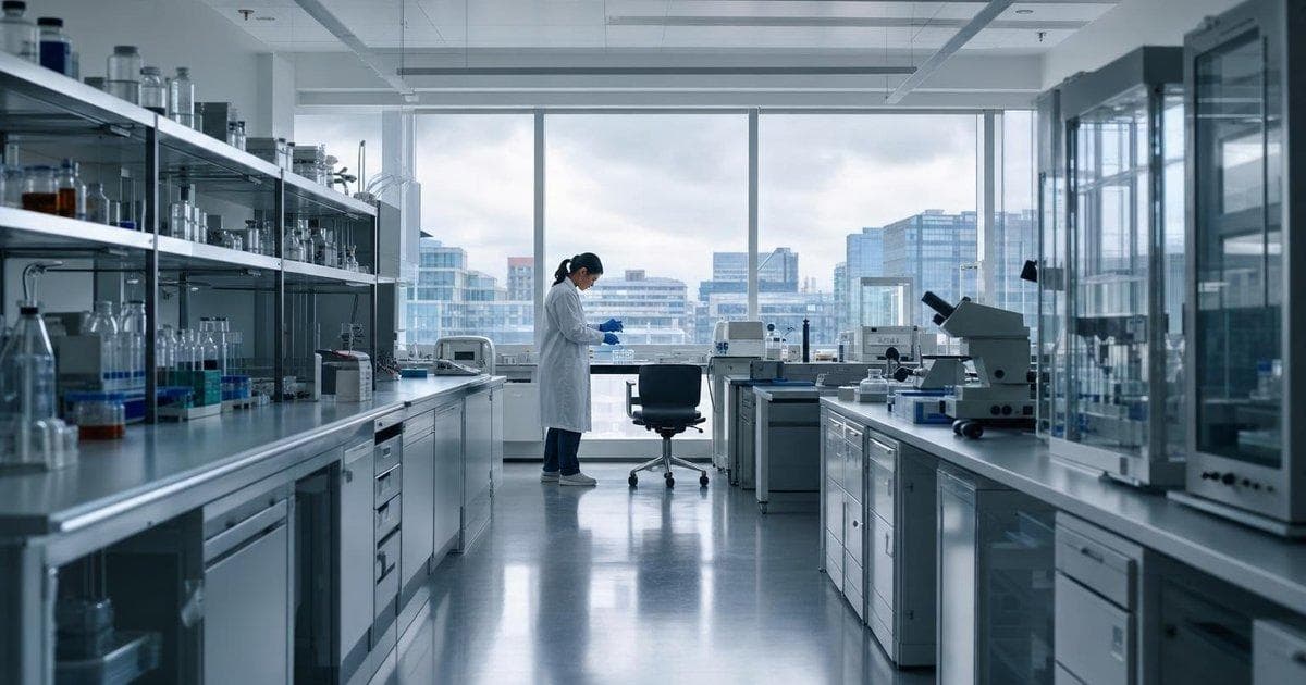 High-tech oncology lab symbolizing pharma-biotech acquisition talks in cancer drug sector