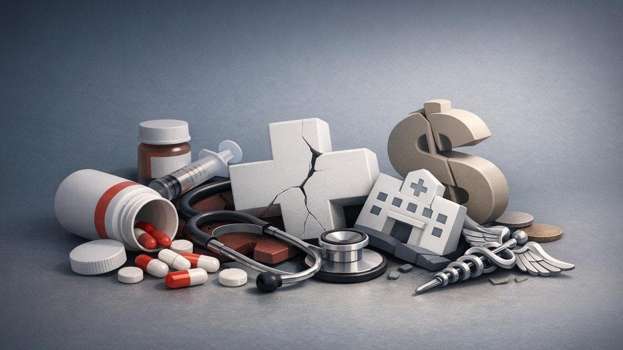 Health care stocks decline chart showing sector-wide drop in major indexes