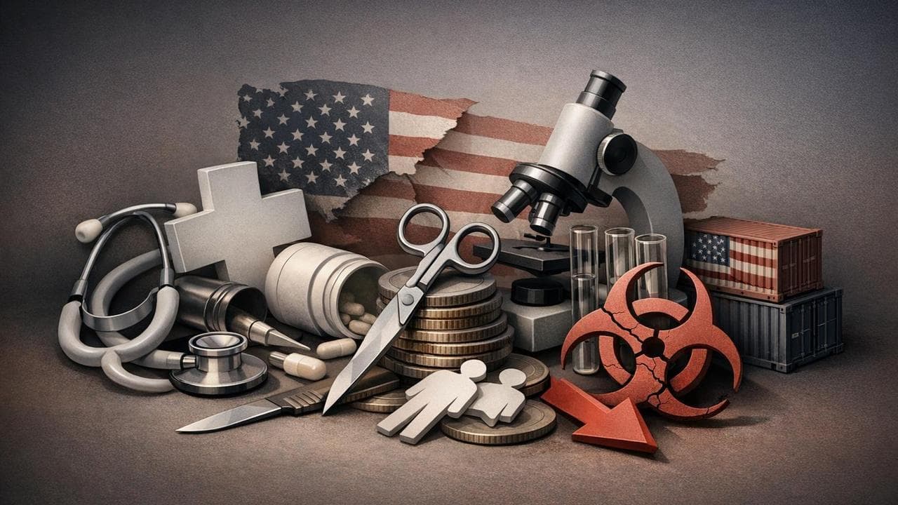 Healthcare stocks decline chart reflecting US jobs data and payroll cuts impact
