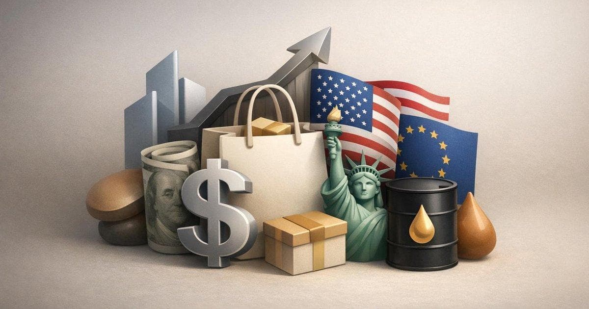 Chart of U.S. retail sales surprise with dollar strength, higher Treasury yields, and energy sector outperformance