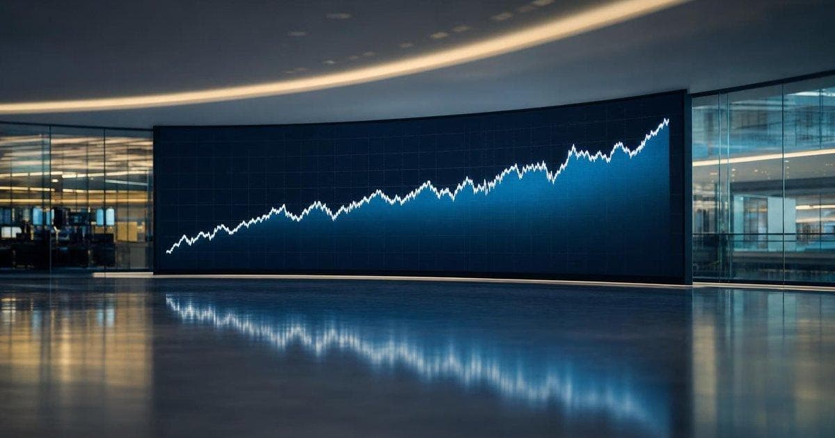 Stock market index board showing Dow intraday advance led by IBM and HON shares