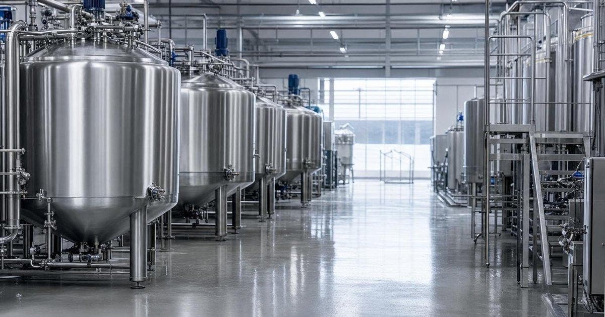 Industrial food processing equipment in a modern plant illustrating food ingredients unit divestiture