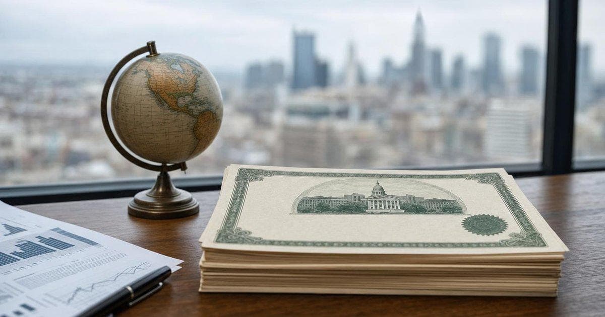 Generic government bond certificates on a desk, illustrating tax changes on foreign bond inflows into sovereign debt
