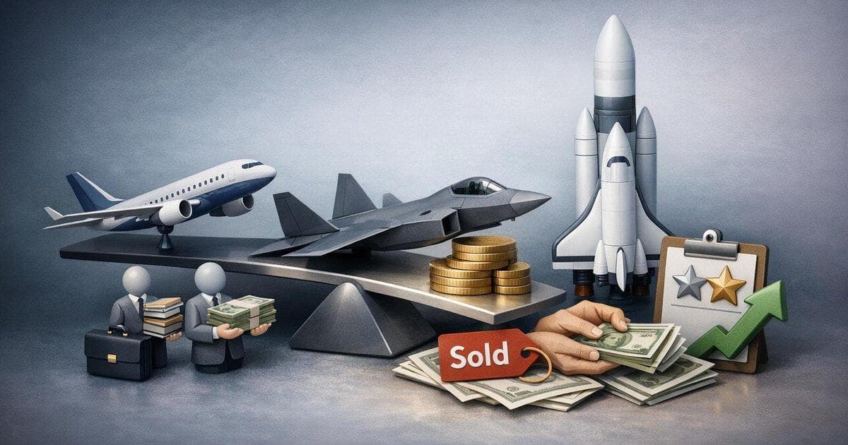 Aerospace stocks chart showing institutional rebalancing, insider selling, and analyst upgrades