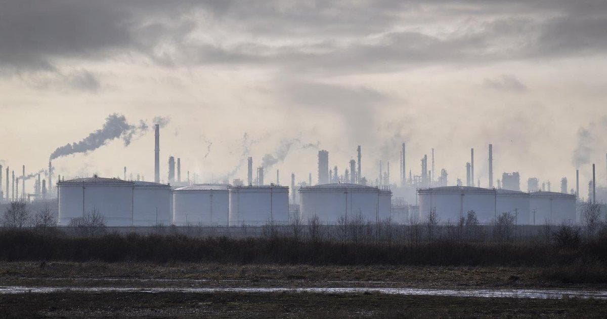 Oil storage tanks at a refinery as Middle East tensions lift crude, inflation and bond yields