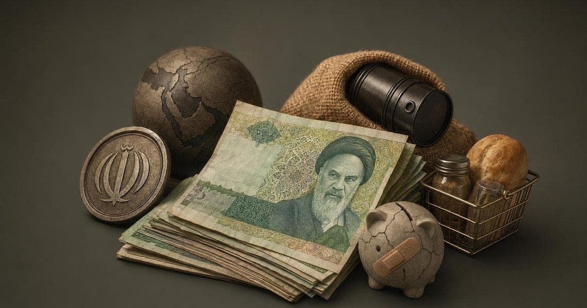 Chart of Iranian rial hitting record low amid Tehran currency crisis and export disruptions