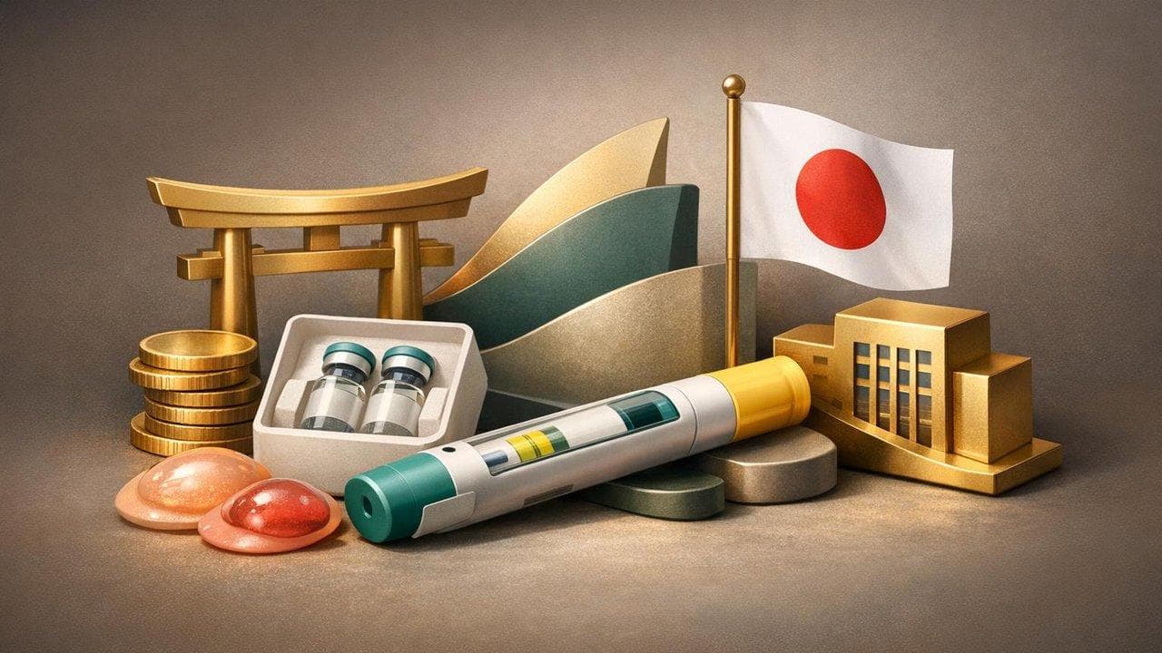 Dupixent approval in Japan for bullous pemphigoid with Sanofi branding and clinical trial reference