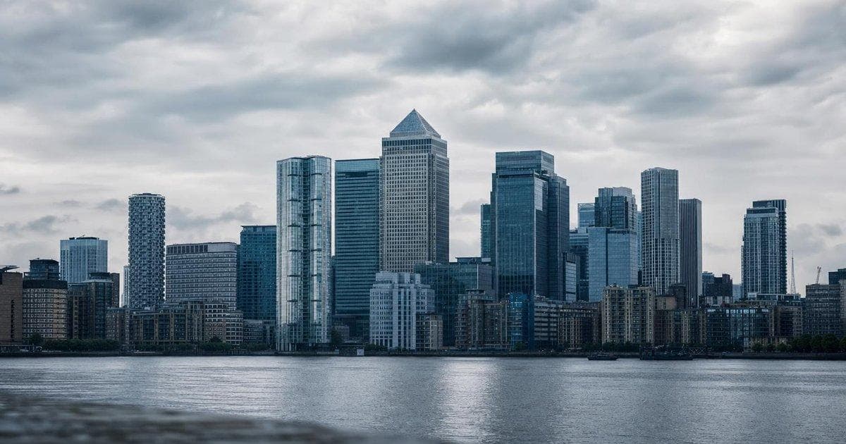 Generic global bank headquarters in financial district amid discussion of large acquisition plans