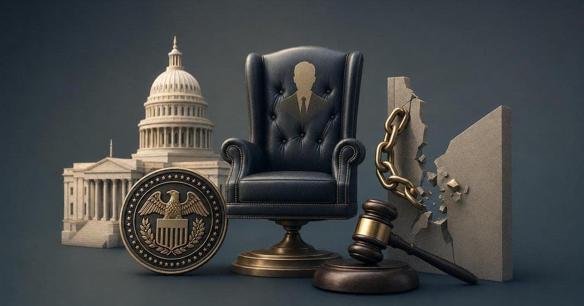 Illustration of Kevin Warsh with US Federal Reserve building symbolizing potential Fed chair role