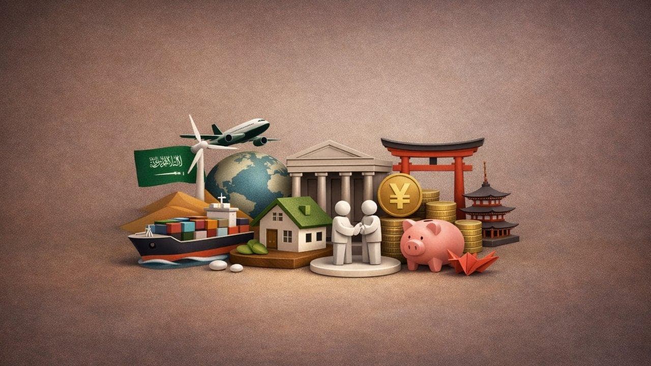 Corporate moves in energy, banking, and trade with Saudi EXIM, Eastern Bank, and Habitto logos