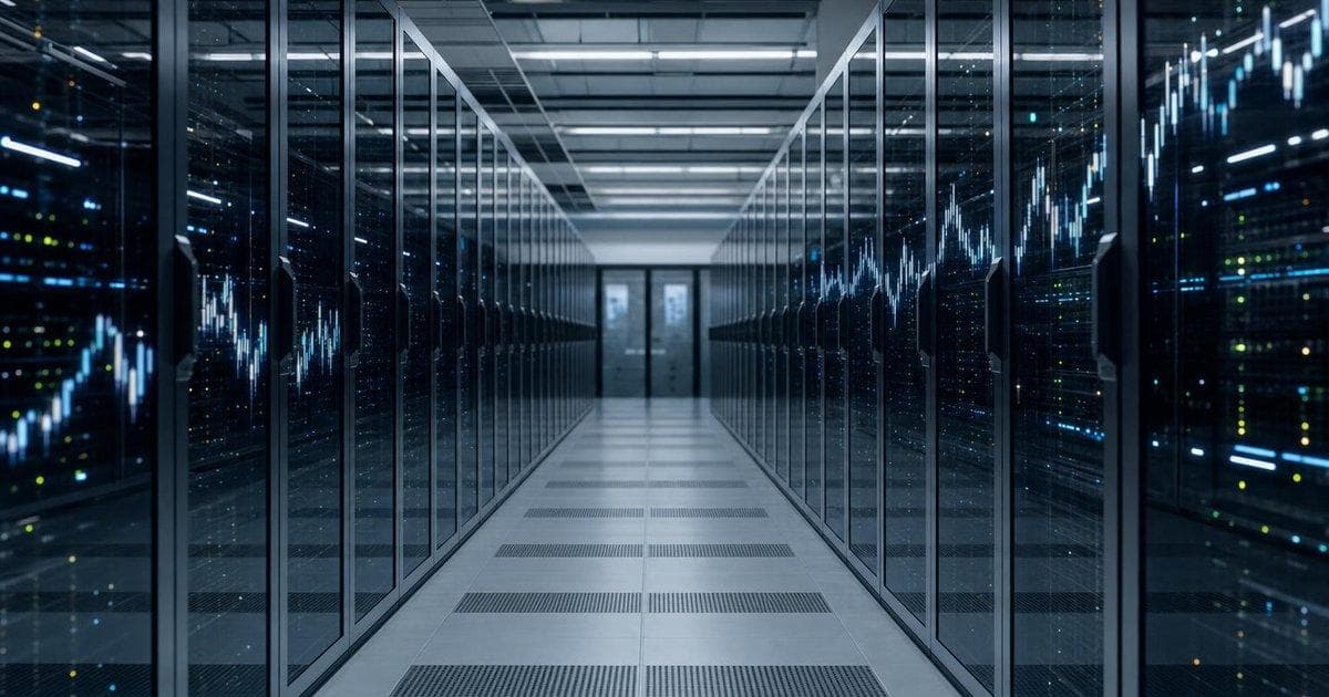 Data center server racks symbolize diverging performance of large-cap AI tech stocks in 2026