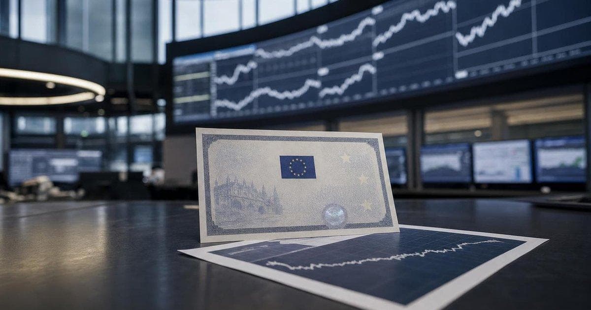 Euro government bond documents and yield charts on a trading desk as markets price in ECB rate hikes in 2026