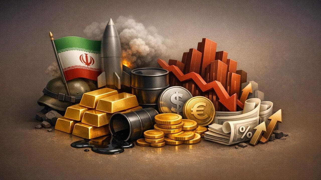 Oil and US dollar surge visualization amid Iran war and global market volatility