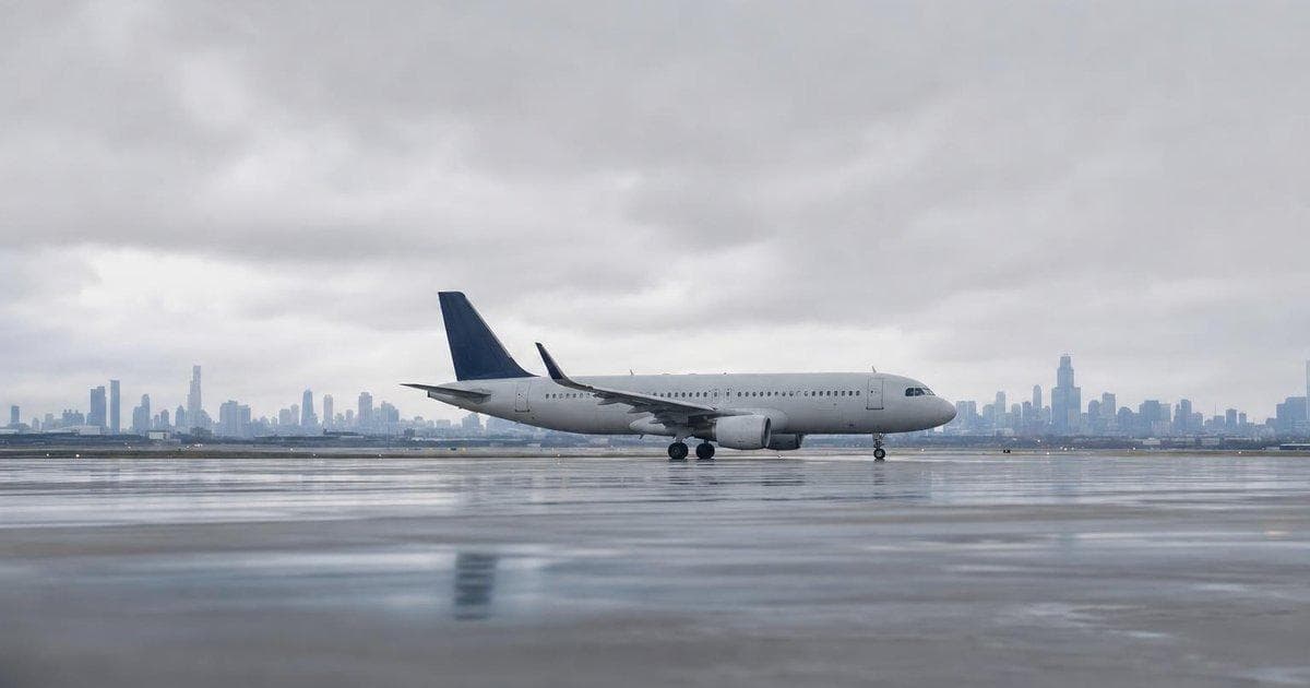 Commercial jet on tarmac with city skyline as global markets react to China talks and moves in oil and Asian stocks