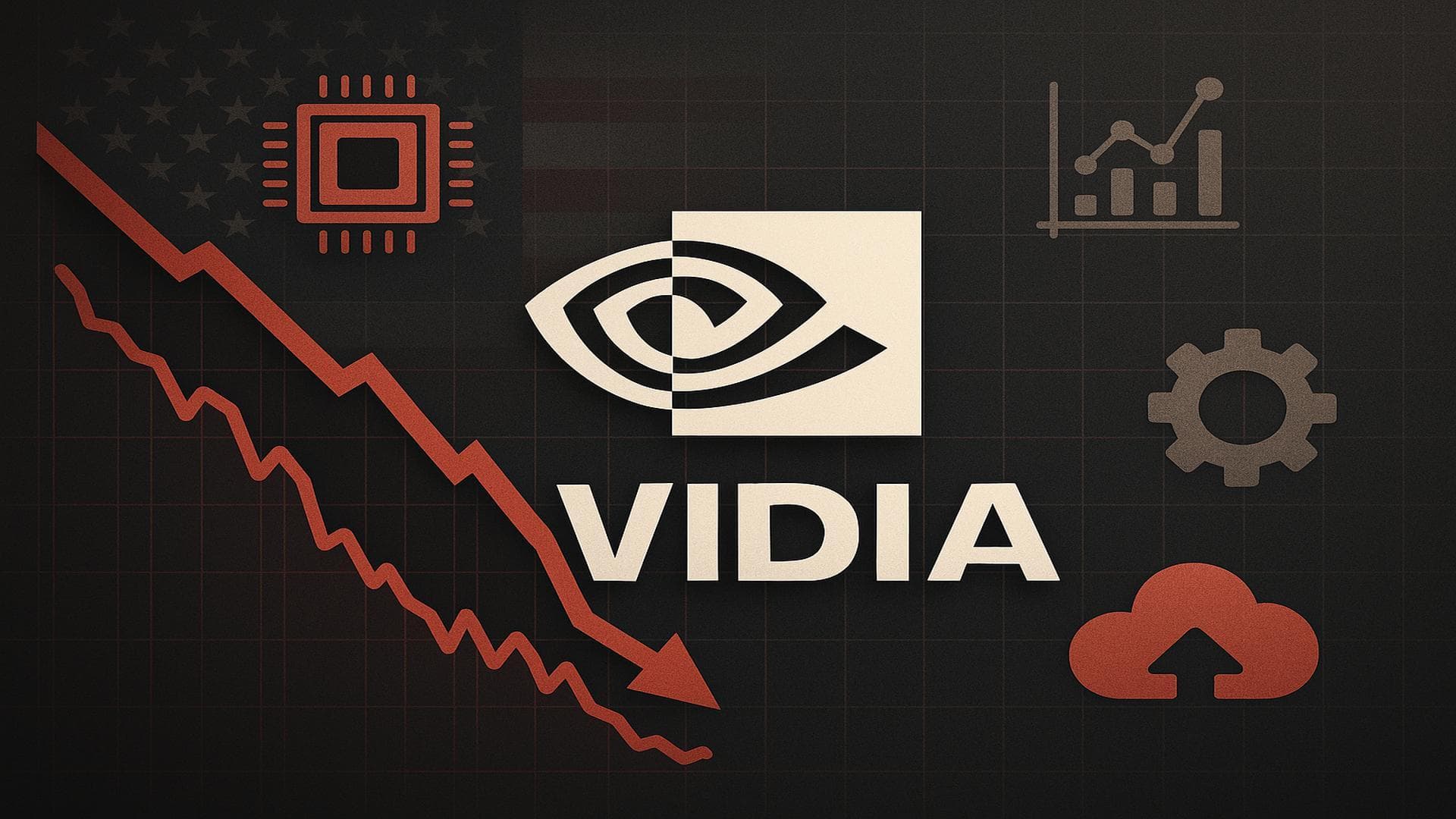 Nvidia stock chart falling ahead of earnings and US jobs data, tech sector volatility visualized