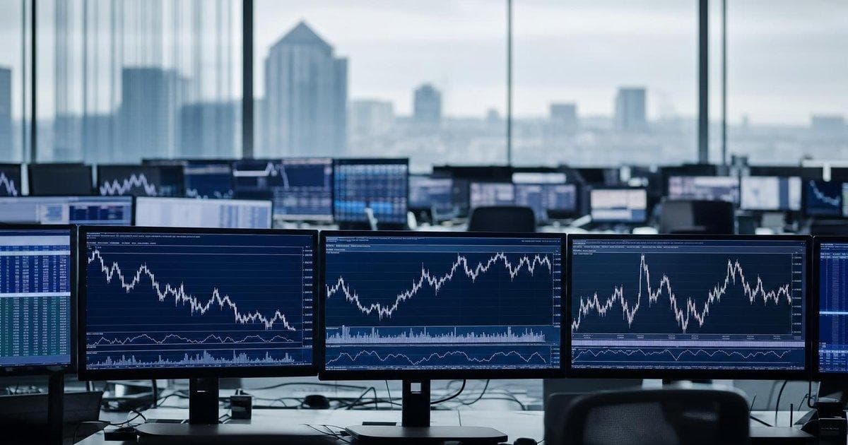 Trading floor screens with interest rate futures charts as markets debate 2026 Fed rate hike outlook