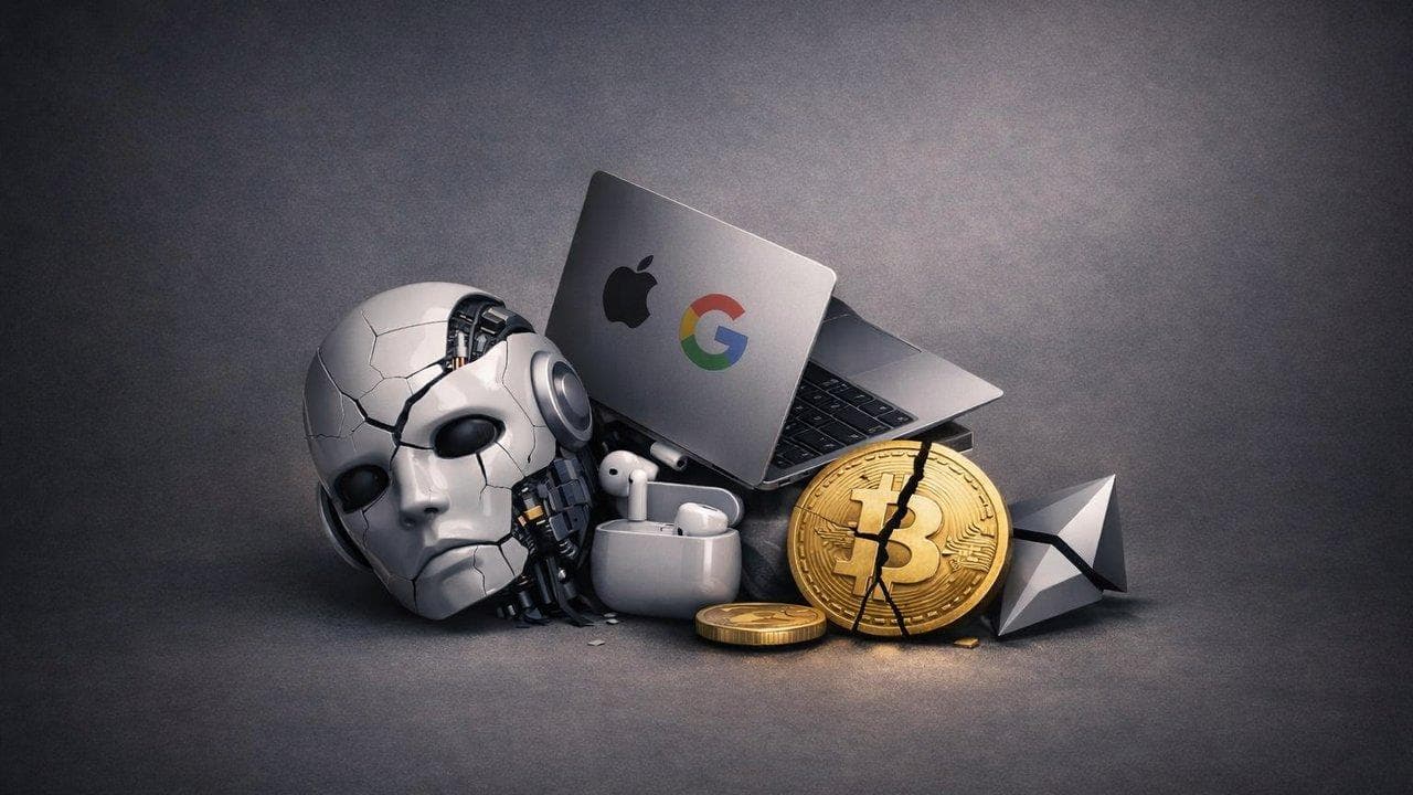 Stock market chart showing Bitcoin and tech stocks decline amid AI and crypto sector concerns