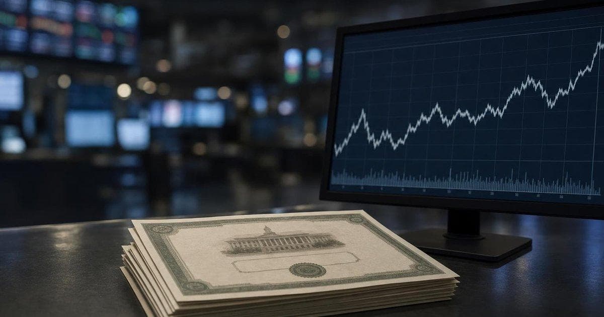 Trading desk with government bond charts as markets weigh rates, yields and war risks