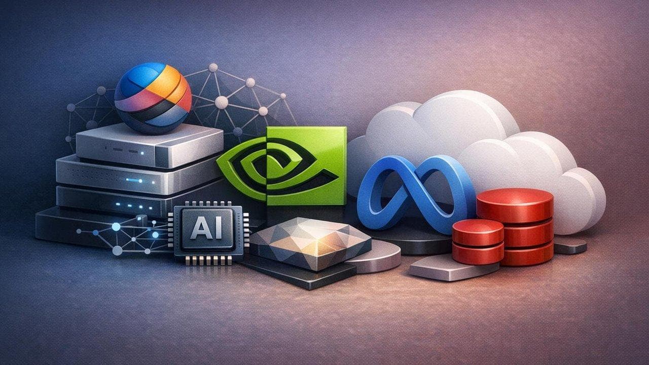 AI infrastructure visualization featuring Nebius, Meta, Oracle, Nvidia and cloud computing growth