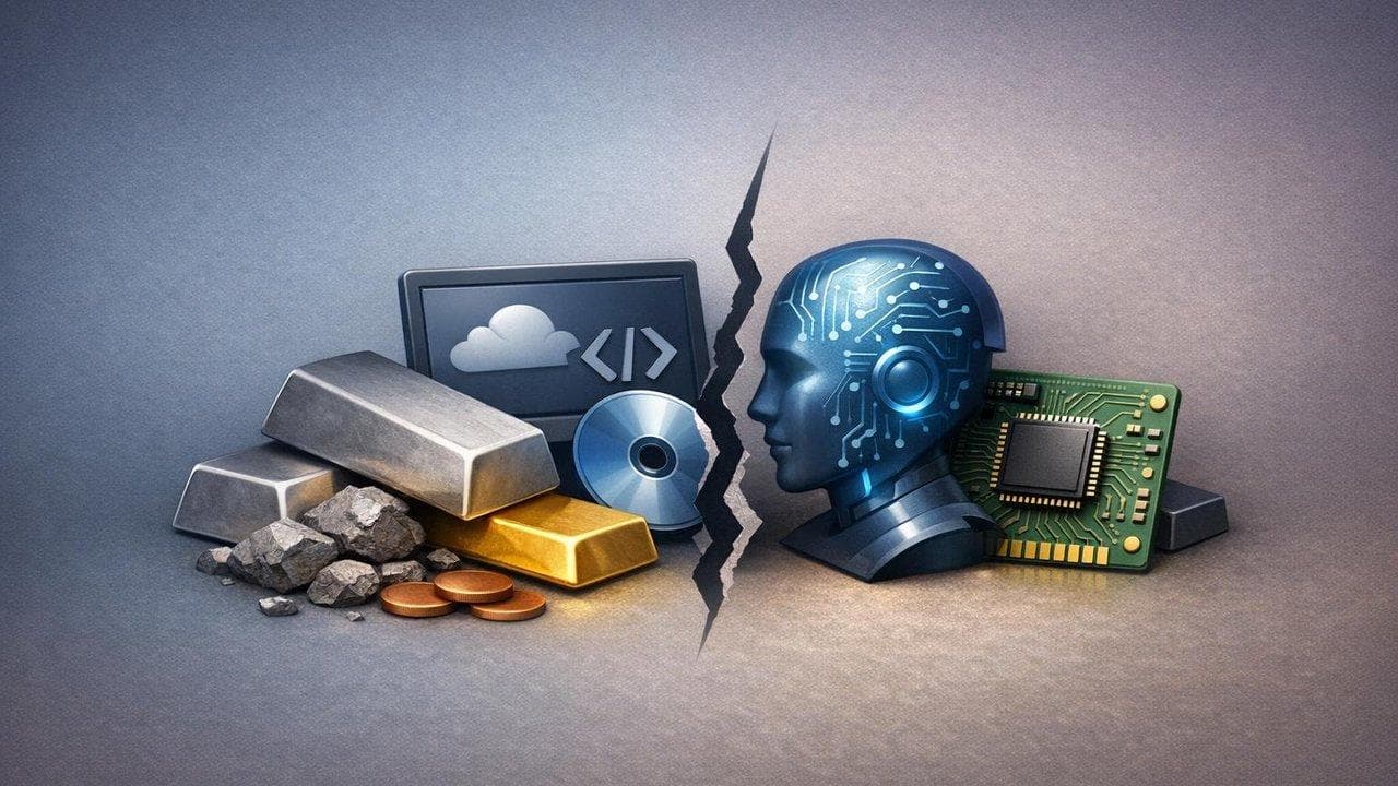 Metals price chart and software/semiconductor stocks reacting to AI fears and easing tensions