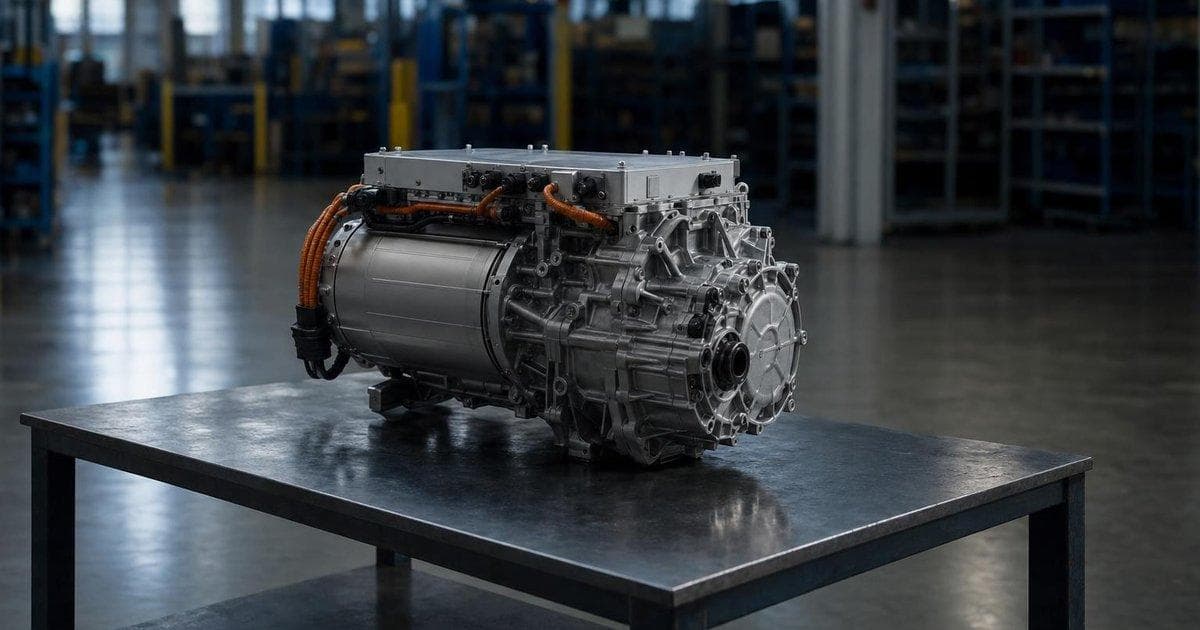 Electric vehicle powertrain components in a factory as UK EV drivetrain project is cancelled