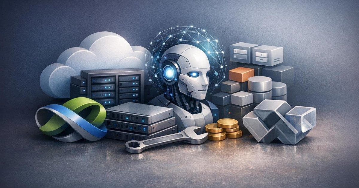 Nutanix cloud platform and AI integration graphic highlighting VMware migration tools