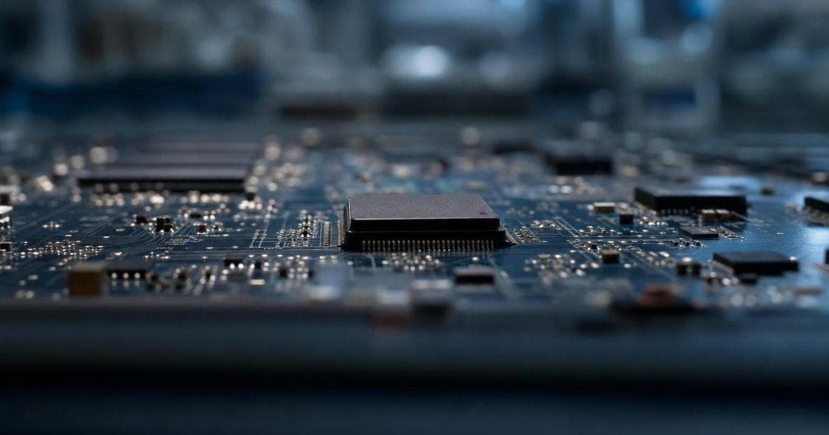 Generic AI semiconductor chips on a circuit board symbolizing NVDA and AI stocks rallying