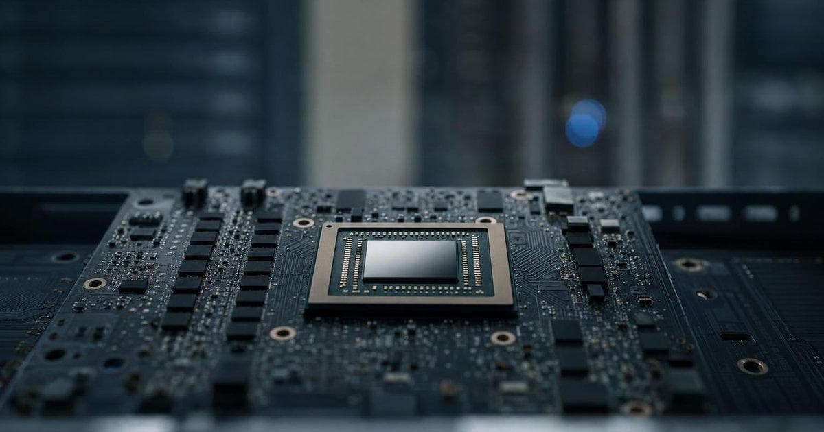 High-end AI semiconductor chip on circuit board illustrating NVDA Q1 earnings beat and muted stock reaction