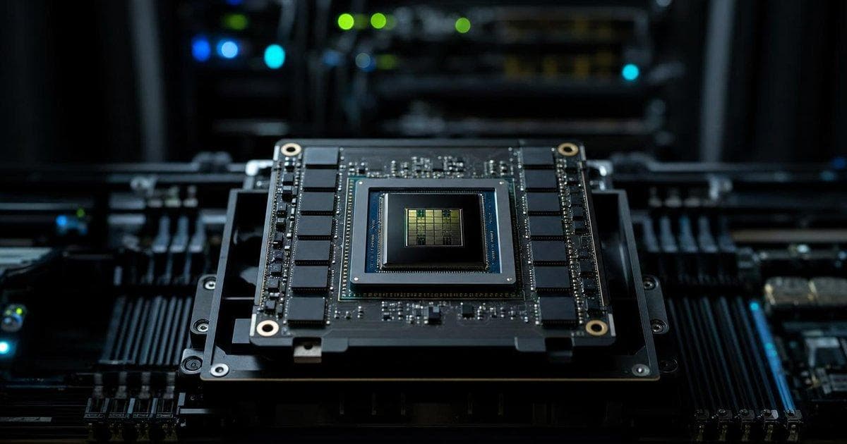 Generic AI server chips on a circuit board illustrating CPU growth outlook and China focus for NVDA