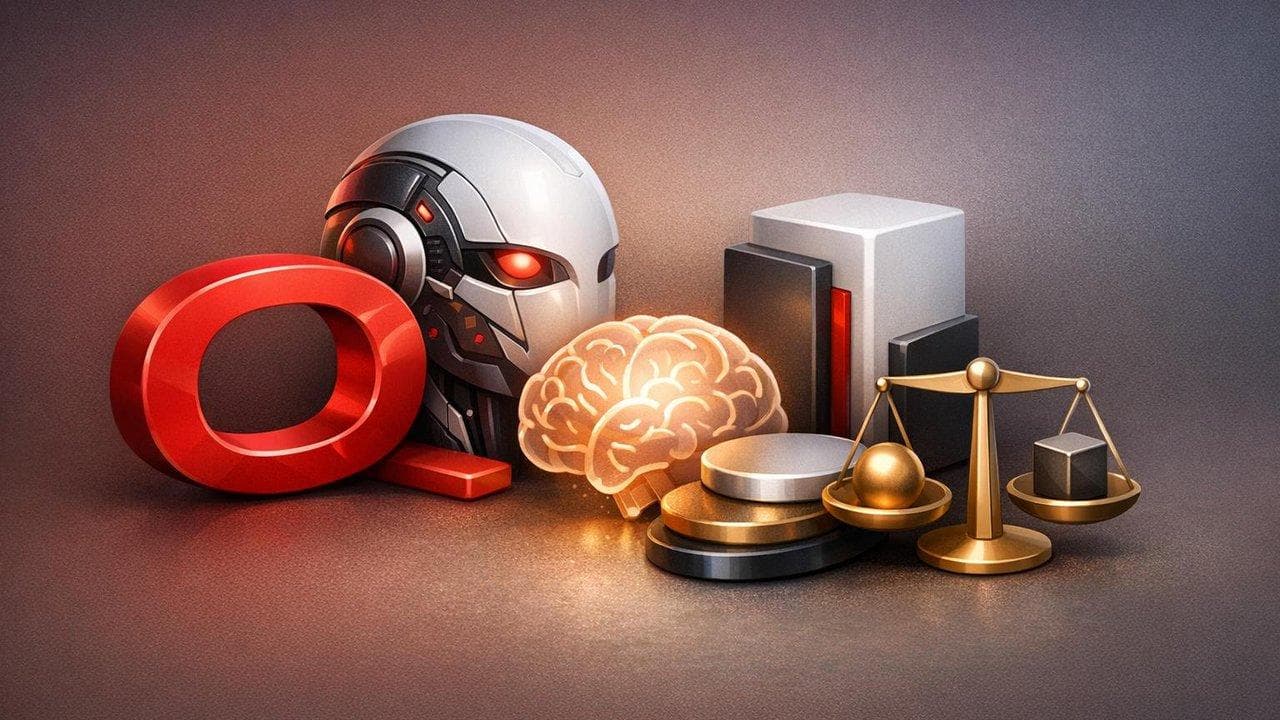 Oracle logo with AI technology graphics highlighting Oracle's AI tools expansion and valuation debate