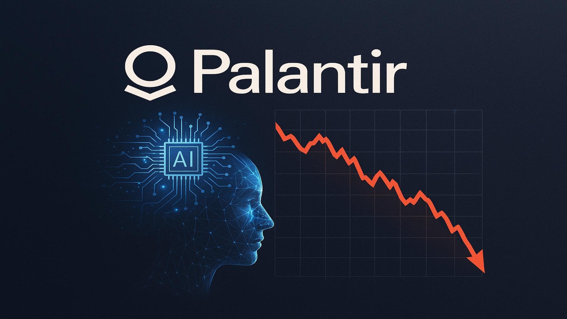 Palantir stock price correction visualization with AI sector growth and valuation concerns