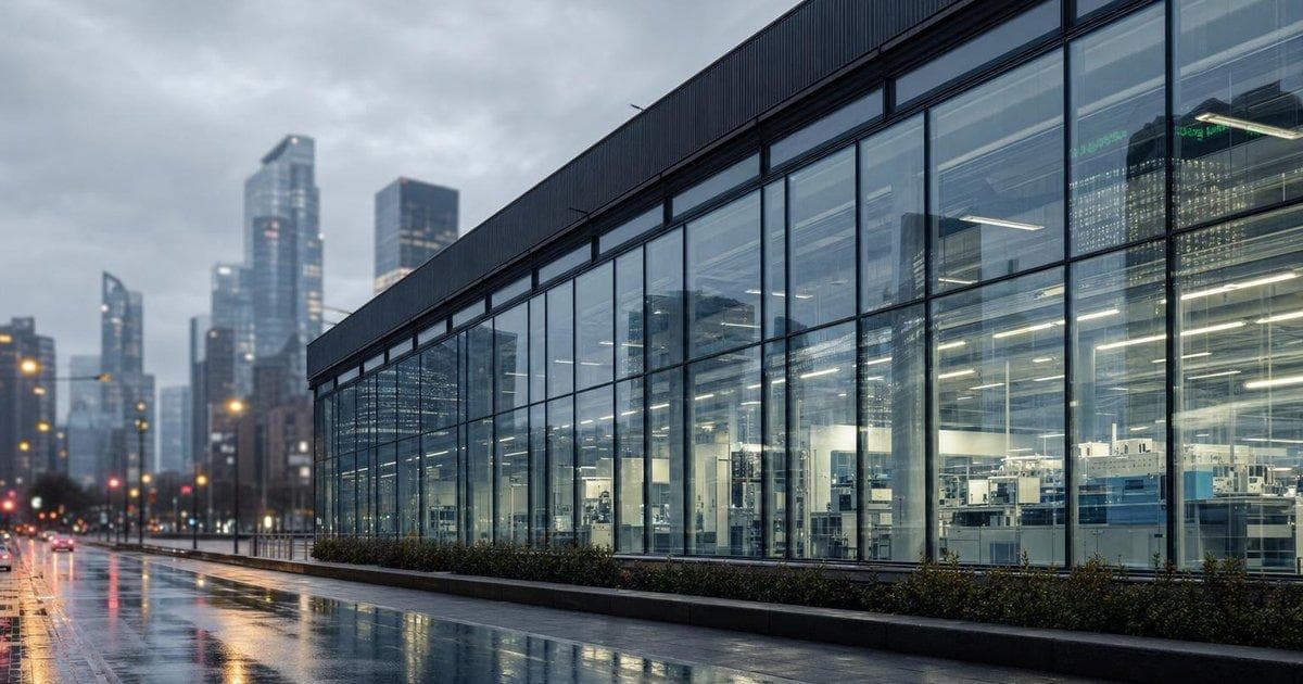 Biotech lab building near financial district symbolizes upsized U.S. IPO and market debut for biotech shares