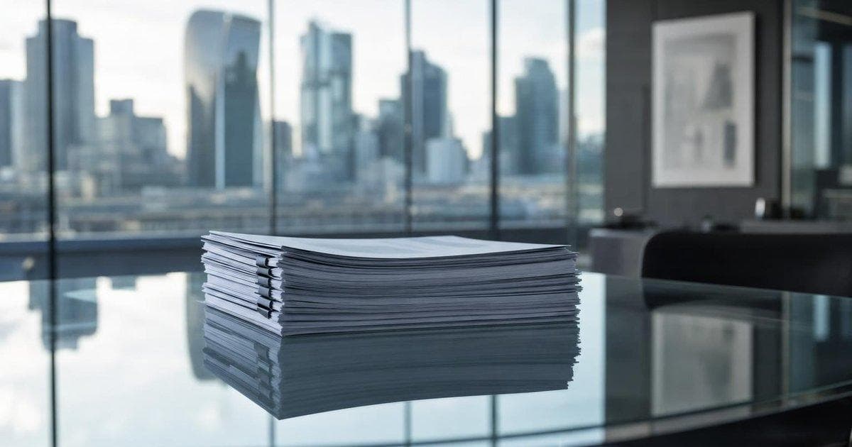 Investment fund documents on a table illustrating capped withdrawals and stock sell-off at asset manager