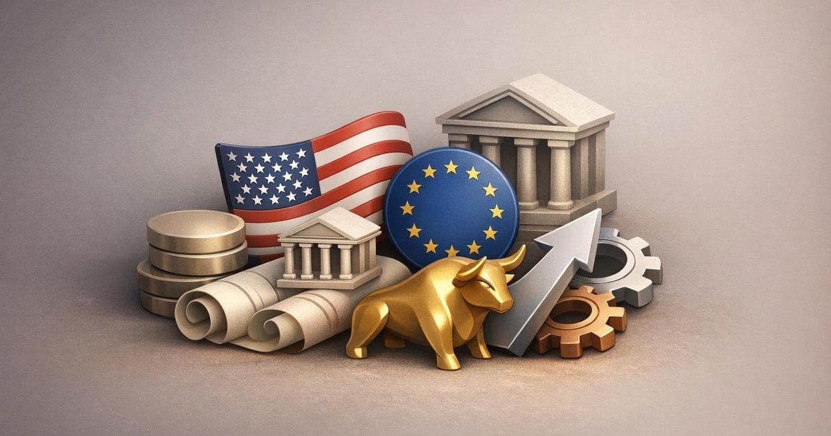 Chart of US and European equities rallying as March PPI pressures short-term Treasury yields