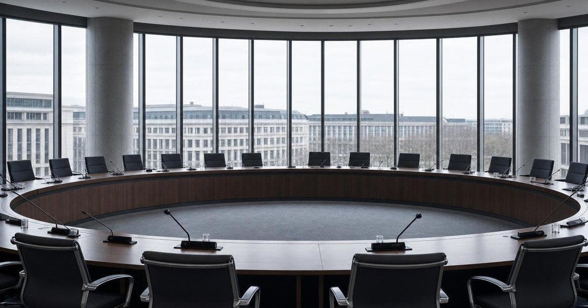 Central bank policy meeting room reflecting steady interest rates and inflation risks for markets