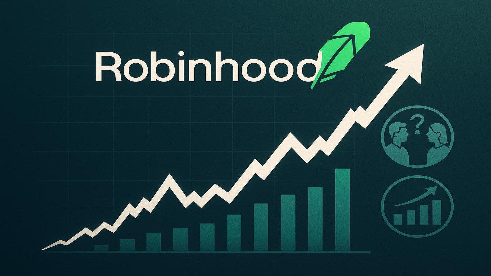 Robinhood stock price chart surging after acquisition expands prediction markets, ticker HOOD