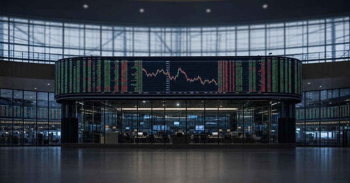 Stock market display board on trading floor illustrating sector rotation on macro news and tech stock moves