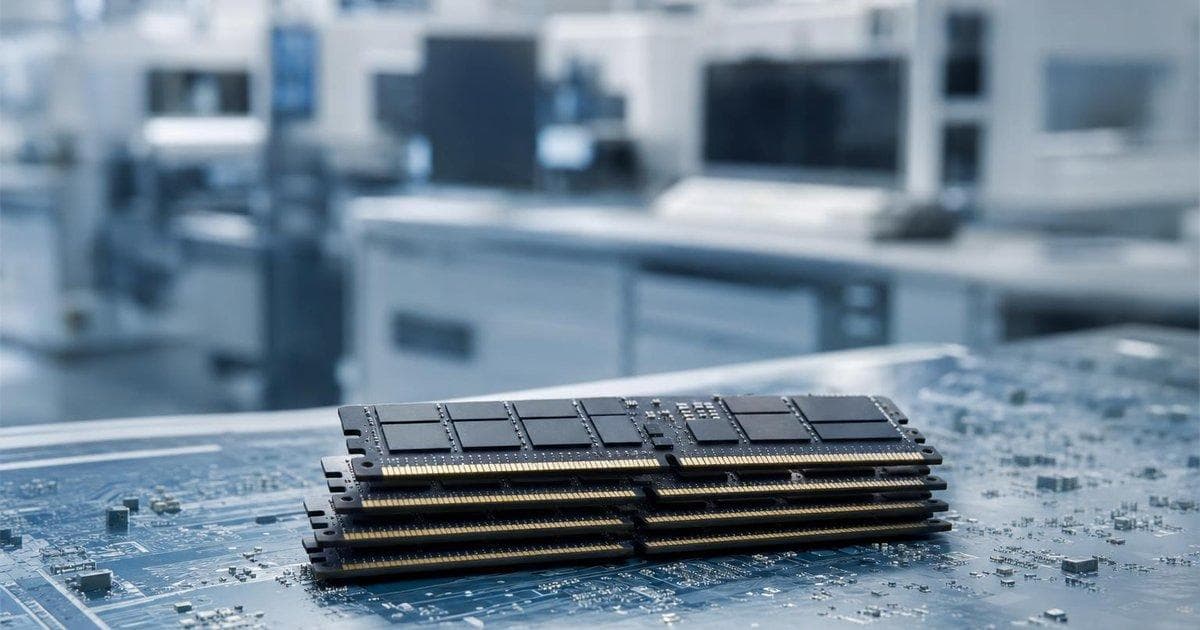 Stacked memory chips on circuit board symbolize semiconductor stock and ETF interest in SK Hynix-style chipmakers