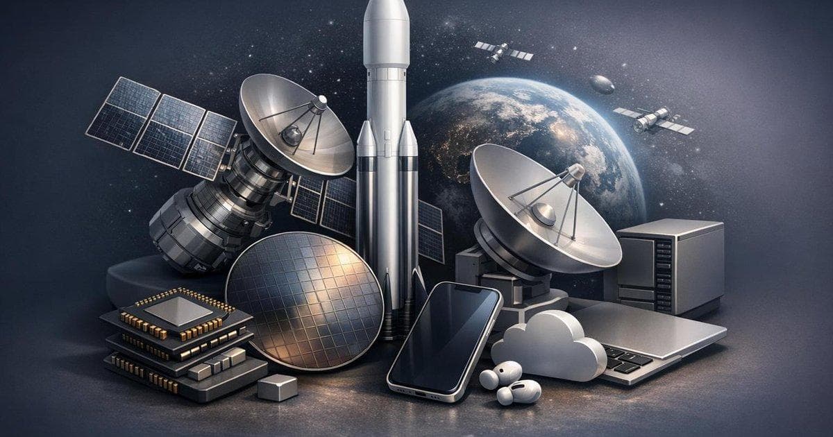 Visualization of SpaceX IPO impact on satellite stocks, chip makers, and big-tech space suppliers