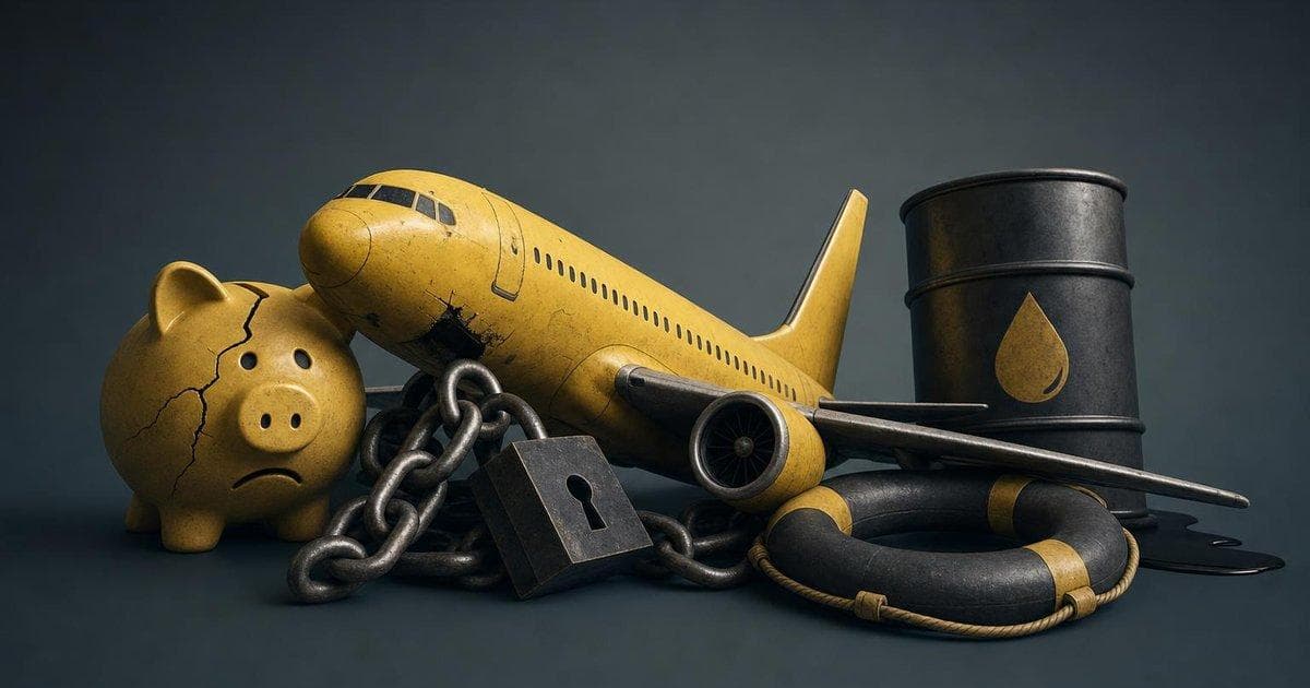 Spirit Airlines jet on tarmac as bailout talks intensify and shares tumble on rising fuel costs