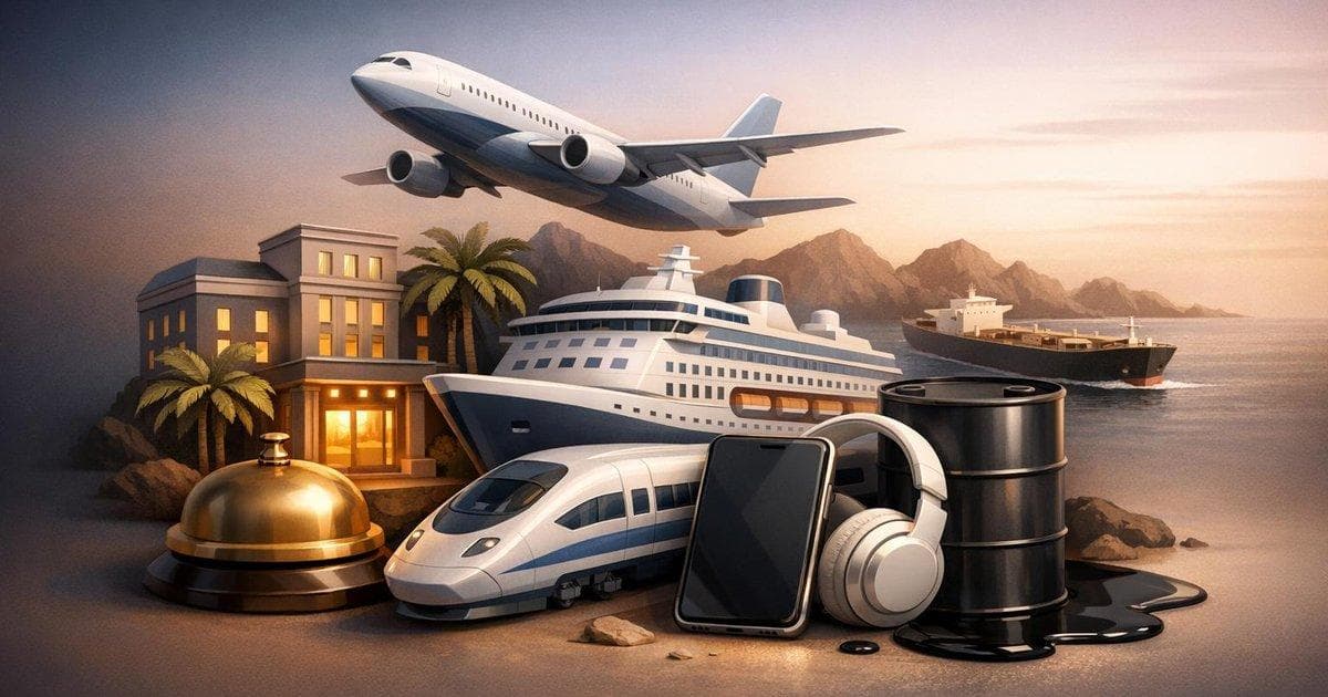Chart of hospitality, transport and travel-tech stocks rising after Strait of Hormuz reopening